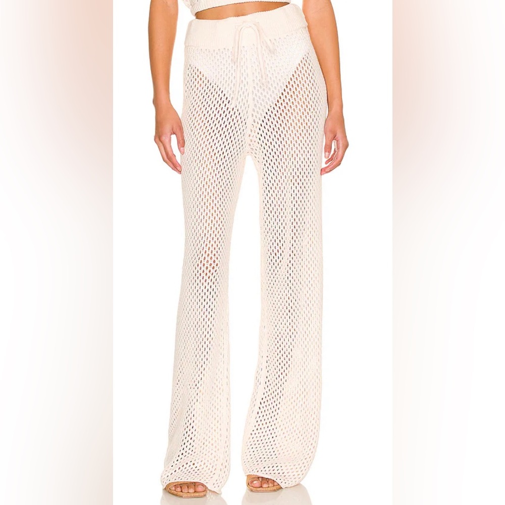 WeWoreWhat Crochet Drawcord Pant- off white